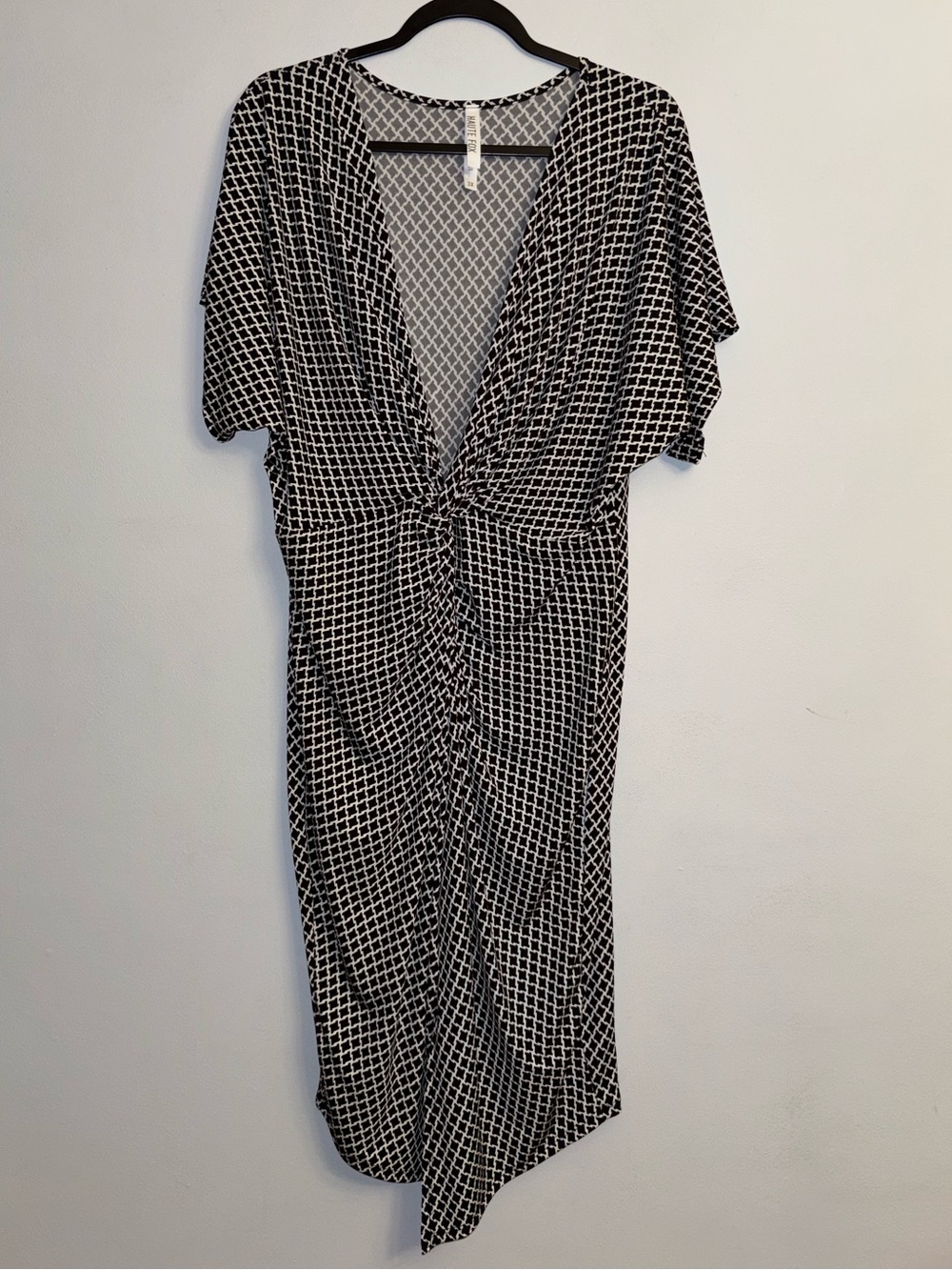 Haute Fox Black Asymmetrical Knot-Front Women’s Dress